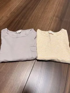 韓国子供服 薄紫・ストライプTシャツ2枚セット