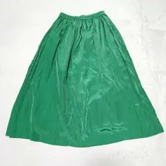 【美品】Scroll サテン風 フレアロングスカート M グリーン 緑 夏 ゴムのサムネイル