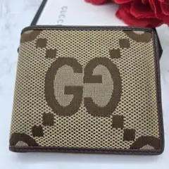 【美品】 GUCCI グッチ キャンバス 2つ折り財布 財布 ジャンボ GG