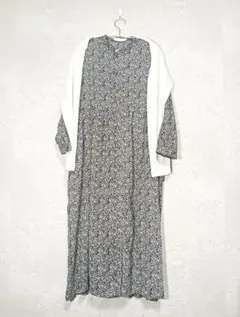 さらに SALE 新品 シフォン ワンピース F 花柄 ロング シアー 透け感