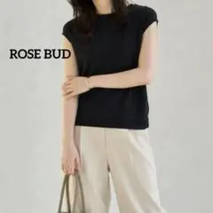 ✨️美品✨️ROSE BUD ノースリーブニット ブラックきれいめ 春夏体型カバーのサムネイル