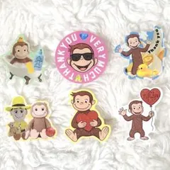 おさるのジョージ アメステシール 6柄ワンシート グリッター加工