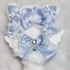 10cm ぬい服 着ぐるみ ちびぐるみ 水色天使ク 猫耳 しっぽ付き #15