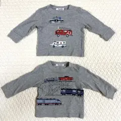 familiar 車　列車　長袖Tシャツ　80cm 2枚セット