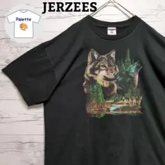 90s 00s　狼　オオカミ　ウルフ　アニマル　海外古着　半袖　黒　大きいサイズのサムネイル