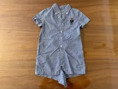 【美品】Ralph Lauren ギンガムチェック 半袖ロンパース ポロベア刺繍