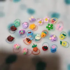 カラフルヘアゴムセット２４個 絡まないゴム20個プレゼント