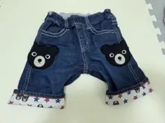 ミキハウス　ダブルビー　クマ刺繍デニム半ズボン 100cm