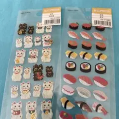 G.C.PRESS 招き猫と寿司シール2シート