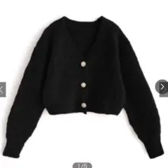 GRL ブラックカーディガン パールボタン付き