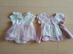 可愛いレース付きワンピース2点セット