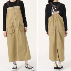 CHUMSフレイムリターダント オーバーオールスカートライト ベージュM