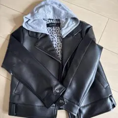 PETIT-F フード付きレザー風ジャケット 120