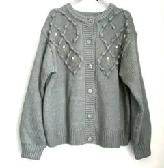 ehka sopo エヘカソポ ポンポン刺繍カーディガン ミント