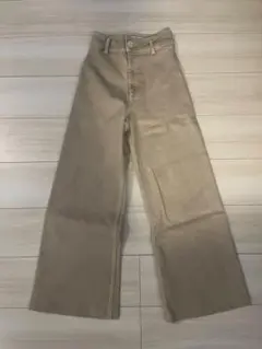 ZARA ベージュ ワイドレッグパンツ