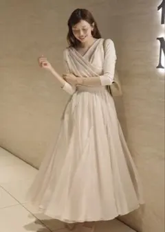 polaura エアリードレープカシュクールドッキングワンピース ivory m
