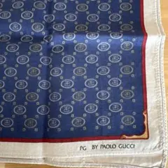 期間限定お値下げ　PAOLO GUCCI PGロゴ ハンカチ ネイビー