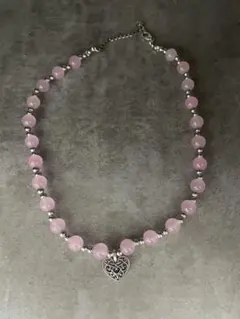 ハンドメイド ローズクォーツ ネックレス