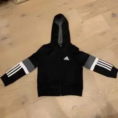 adidas フード　ジャージ 110 スウェット　ブラック 黒