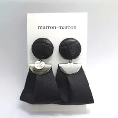 合皮カボション×シルバーコインチャーム×合皮タッセル　ピアス　イヤリング