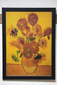 ひまわり ゴッホ 額付き ゴッホ ひまわり 額付き レザー スタッズ 豪華な額縁 ！ 世界の名画