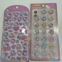 正規品　コットンパフィ　おはじきシール　キラコロ　ハローキティ