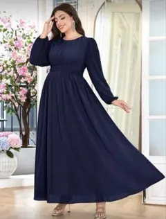 ❣️Volly Toych ネイビーブルー プラスサイズ Aラインドレス❣️