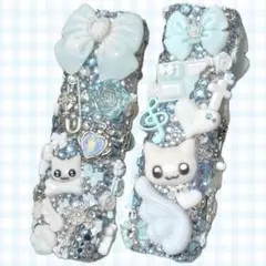 iQOS イルマワン デコケース 白 水色 平成女児 地雷 猫 青