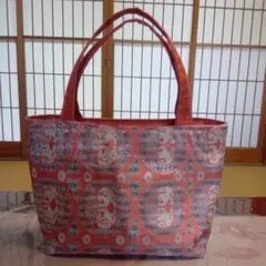 帯リメイクハンドメイドトートバッグ