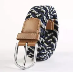 メンズ 編み込みメッシュベルト 3色カラー ゴルフ 無段階調整 105cm