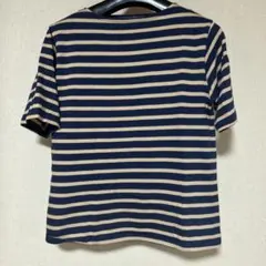 SAINT JAMES ネイビー/ベージュ ストライプ Tシャツ