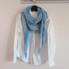 ファリエロサルティFaliero Sarti　水色チェックストール Luca美品