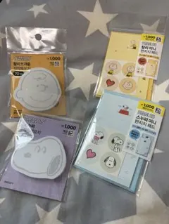 日本未発売 韓国ダイソー スヌーピー チャーリーブラウン 文具4点セット