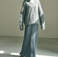 イマテリアル ocean satin skirt tide green