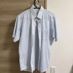 半袖 ストライプシャツ ボタンダウン ライトブルーのサムネイル