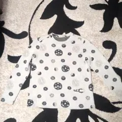 グレー ドット柄 長袖Tシャツ