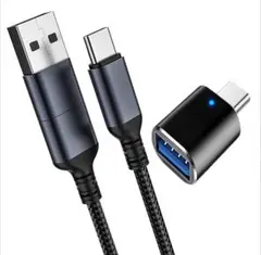 USB変換アダプタ+2in1充電ケーブル otgケーブル 高速転送急速充電