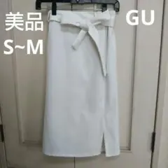 お値下げ♡美品【GU 】スカート S ストレート 裏地付 ウエストリボン付き