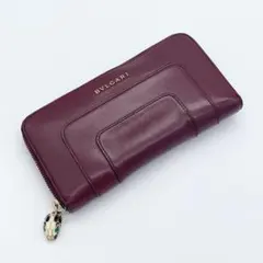 【良品】ブルガリ　長財布　レザー　セルペンティ　蛇　ボルドー　ゴールド金具のサムネイル