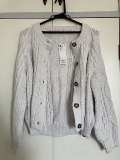 GU ケーブルコクーンカーディガン ニットカーディガン AM