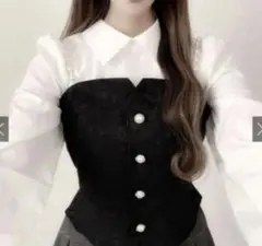 GRL 花柄ふくれジャガードパールストラップブラウス[tu1024] sサイズ