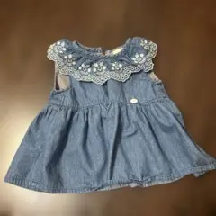 petit main デニムブルー ノースリーブワンピース