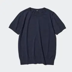 UNIQLO UVカットクルーネックセーター ウォッシャブル ネイビーのサムネイル