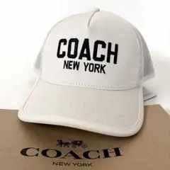 COACH コーチ ベースボールキャップ CA454 ベージュ 帽子 ロゴ 刺繍