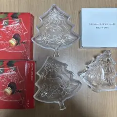 クリスマスツリー型ガラスプレート 3枚セット