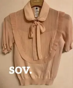 sov.フリルニットブラウス ボウタイ付き pink