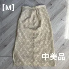 中美品✨レース編み ベージュ フレアスカート【M】 シンプル　定番　大人　高級