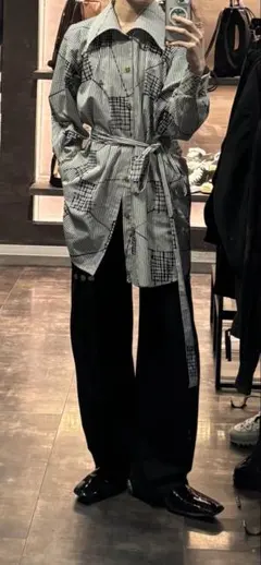 ヴィヴィアンウエストウッドマン ストライプ　変形　ドレープ　ロングシャツ Vivienne Westwood - ヴィヴィアンウエストウッド 変形シャツ ロング