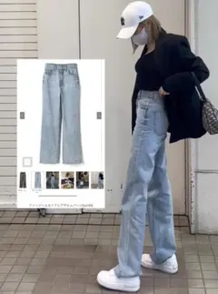 GRLグレイル新品フリンジヘムセミフレアデニムパンツXSのサムネイル