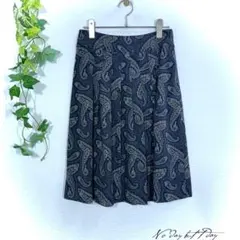 KEITH キース 膝丈スカート ペイズリー柄 総柄 ネイビー 36 Sサイズのサムネイル